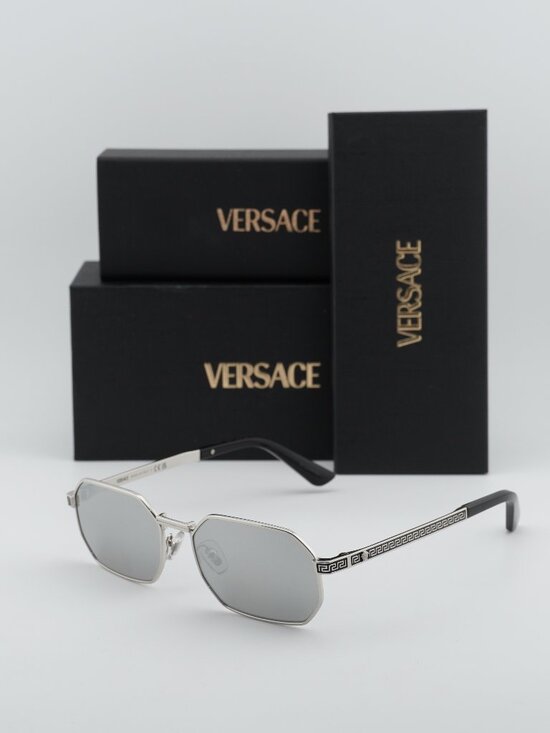 Versace VE2297 1000/6G Rectangle Sunglasses - Silver/Light Grey Mirror Silver main image 7